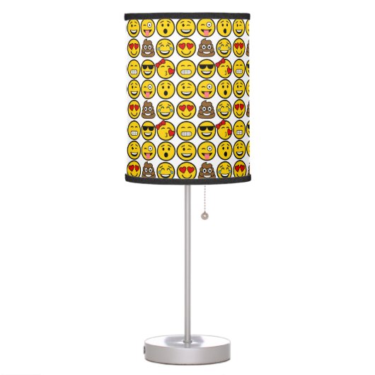 Fun Emoji Pattern Emotion Faces Table Lamp (Left)