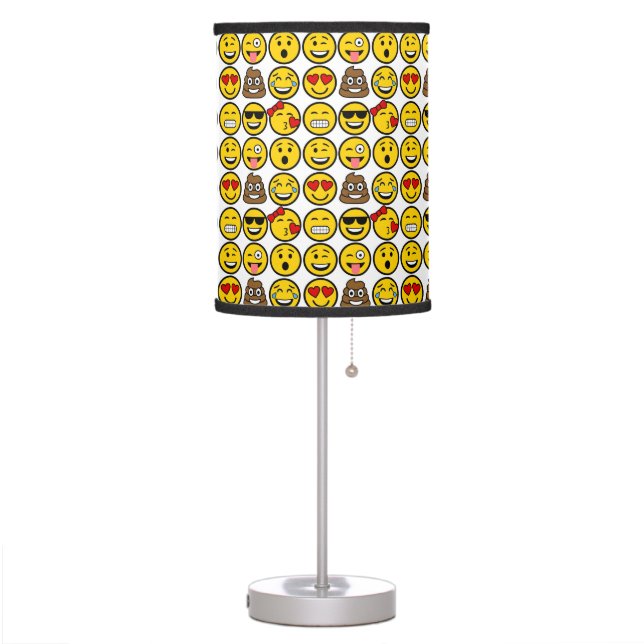 Fun Emoji Pattern Emotion Faces Table Lamp (Left)
