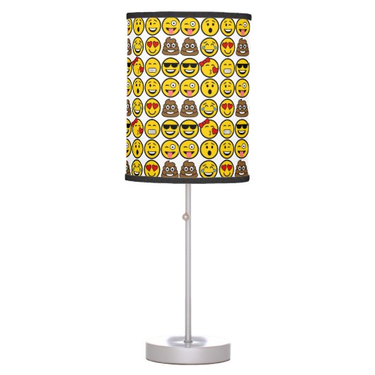 Fun Emoji Pattern Emotion Faces Table Lamp (Front)