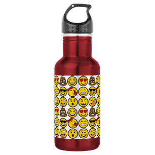 Fun Emoji Pattern Emotion Faces Water Bottle