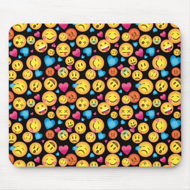 Fun Emoji Print Mousepad, Emoticon toss print Mouse Pad (Front)