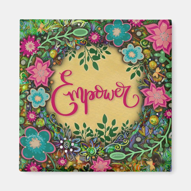 Fun Empower Pretty Floral Modern Inspirivity Magnet (Front)