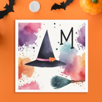 Fun Enchanting Colorful Halloween Witch Watercolor
