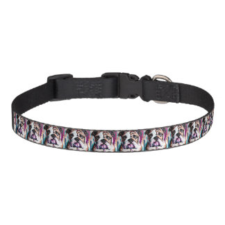 Fun English Bulldog Bright Colorful Pop Art Collar