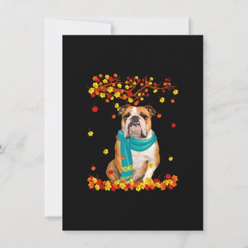 Fun English Bulldog Thanksgiving Autumn Dog Lover  Invitation