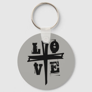 fun exciting CROSS with LOVE lettering   Keychain