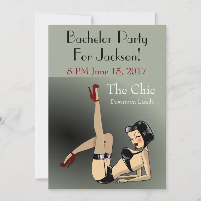 Fun Exotic Dancer Bachelor Party Invitation (Front)