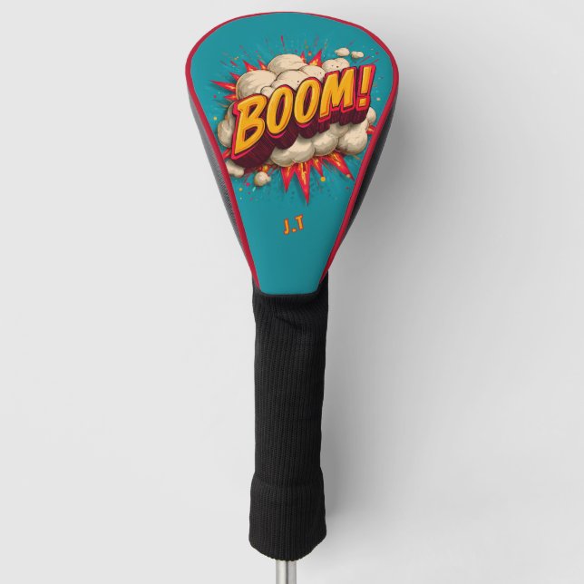Fun Explosive "BOOM!" Retro Comic Graphic Bold  Golf Head Cover (Front)