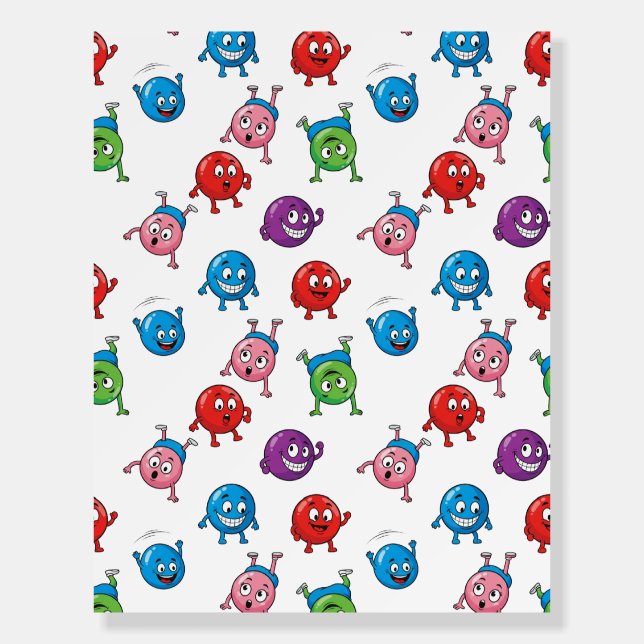 Fun_&_Expressive_Circle_Characters_Seamless_Patter Foam Board (Front)