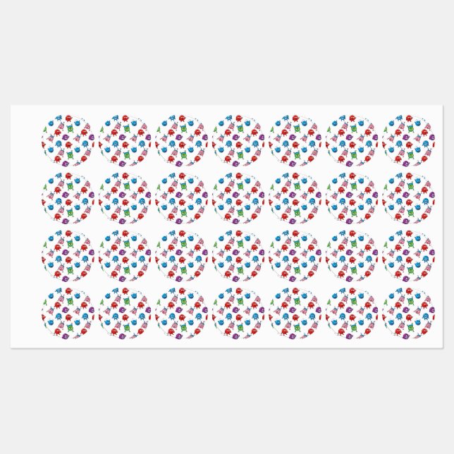 Fun_&_Expressive_Circle_Characters_Seamless_Patter Kids' Labels (Sheet)