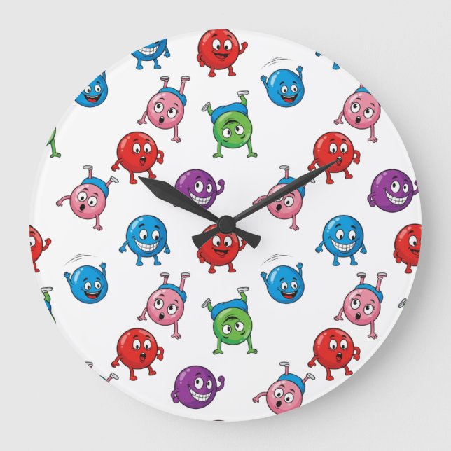 Fun_&_Expressive_Circle_Characters_Seamless_Patter Large Clock (Front)