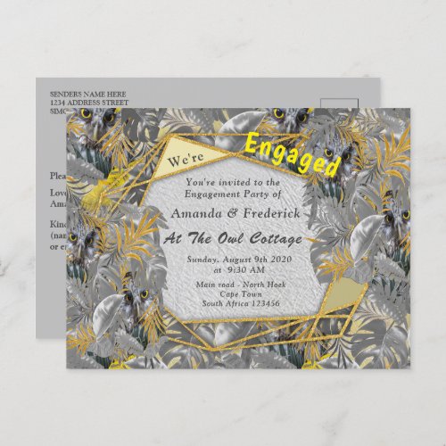 Fun Expressive in Yellow and Grey plant leaves for Invitation Postcard