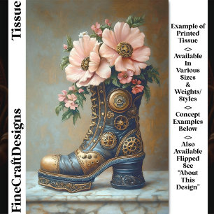 Fun Extreme Steampunk Boot, Floral DG2L Decoupage Tissue Paper