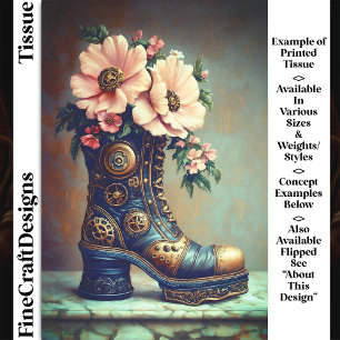 Fun Extreme Steampunk Boot, Floral DG2RF Decoupage Tissue Paper
