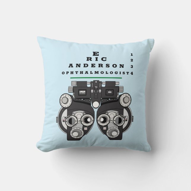 Fun Eye Care Professional Phoropter Throw Pillow (Front)