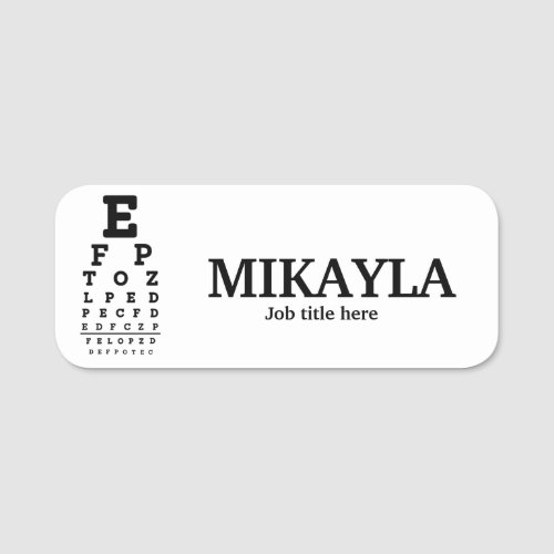 Fun Eyechart Optician Name Tag