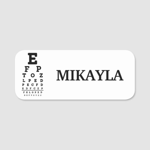 Fun Eyechart Optician Name Tag
