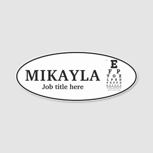 Fun Eyechart Optician Name Tag