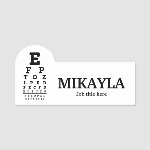 Fun Eyechart Optician Name Tag