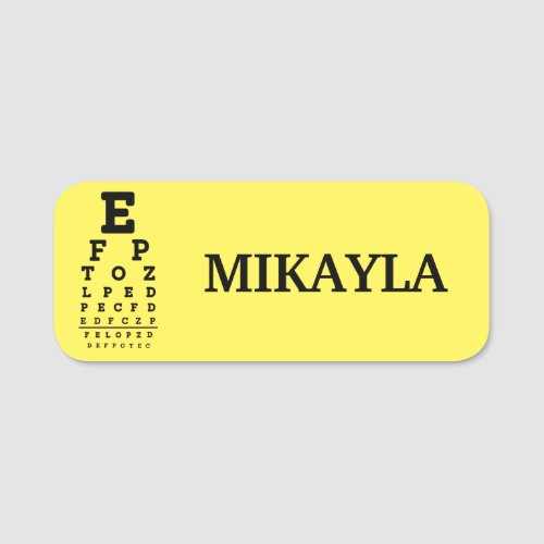 Fun Eyechart Optician Yellow Name Tag