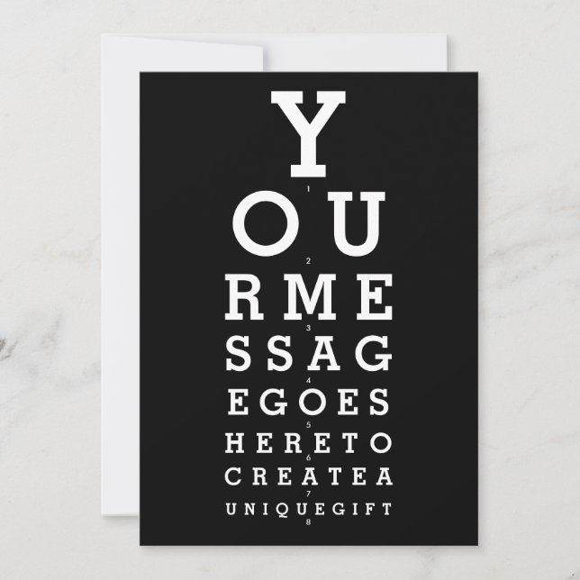 Fun Eyesight Test Chart Personalized Message Invitation (Front)