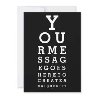 Fun Eyesight Test Chart Personalized Message Invitation