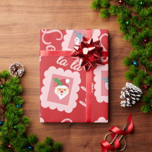 Fun Fa La La Christmas Carol Script Santa Claus Wrapping Paper