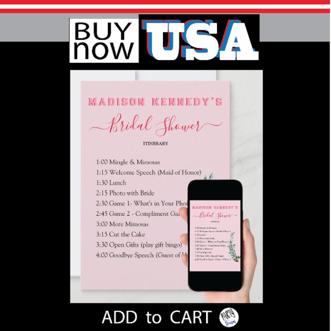 Fun Fab Eucalyptus Bridal Shower Itinerary Plan   Invitation (unusual unique distinctive cards for bridal shower)