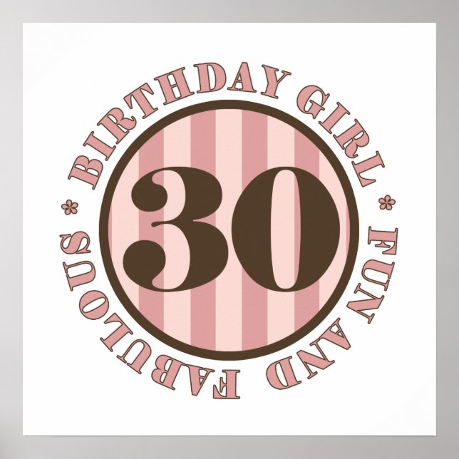 Fun & Fabulous 30th Birthday Gifts Poster (Front)