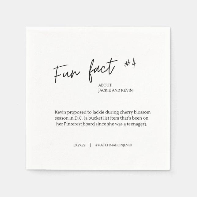 Fun Fact #4 Wedding Cocktail Napkins (Front)