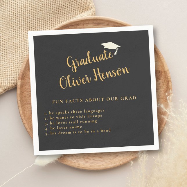 Fun Fact about Graduate Black Graduation Party Napkins (Creator Uploaded)