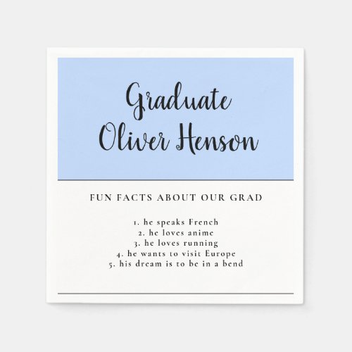 Fun Fact about Graduate Blue Simple Graduation   Napkins