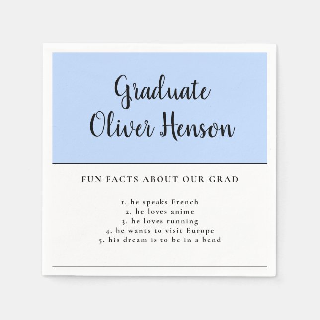 Fun Fact about Graduate Blue Simple Graduation   Napkins (Front)