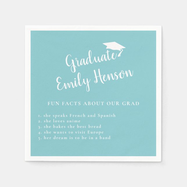 Fun Fact about Graduate Mint Blue Graduation Napkins (Front)