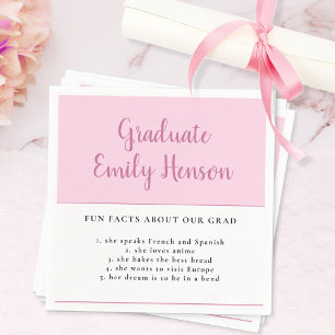 Fun Fact about Graduate Pink Simple Graduation Na Napkins