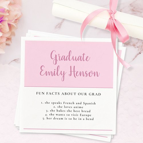 Fun Fact about Graduate Pink Simple Graduation  Na Napkins