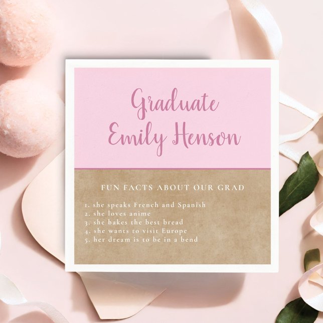 Fun Fact about Graduate Pink Simple Graduation  Napkins (Creator Uploaded)