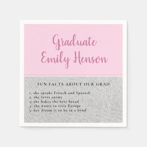 Fun Fact about Graduate Pink Simple Graduation  Napkins