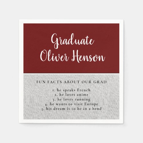 Fun Fact about Graduate Red Simple Graduation   Napkins