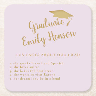 Fun Fact about Graduate Simple Graduation Party Square Paper Coaster