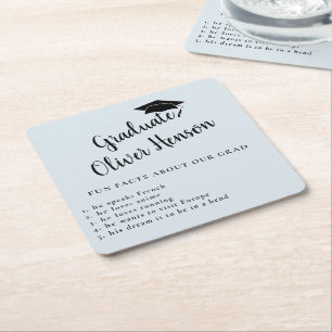 Fun Fact about Graduate Simple Graduation Party Square Paper Coaster