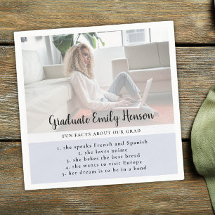Fun Fact Blue Graduate Photo Graduation Party  Napkins