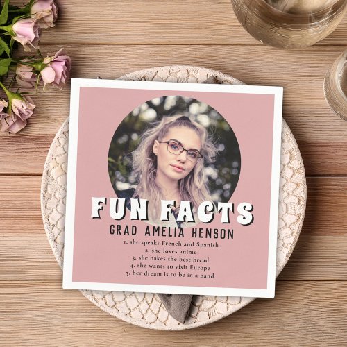 Fun Fact Dusty Pink Graduate Photo Graduation Napkins