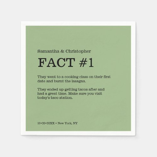 Fun Fact Green Wedding Customizable Napkins