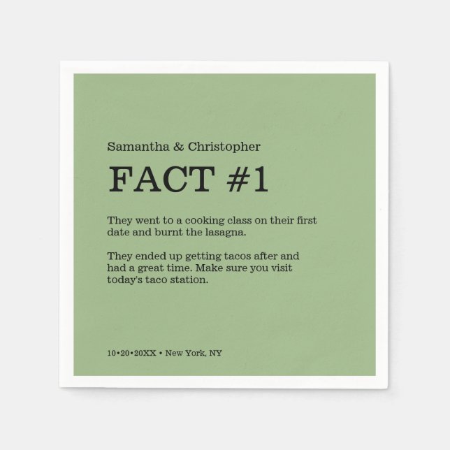 Fun Fact Green Wedding Customizable Napkins (Front)
