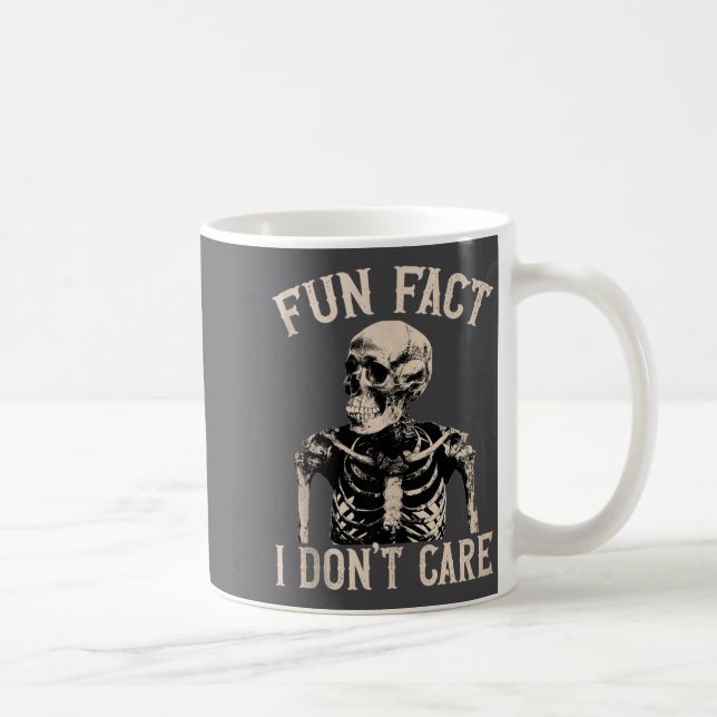 Fun Fact I Don’t Care Skull Funny Sarcastic Quote  Coffee Mug (Right)