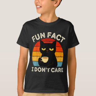 Fun Fact I Don't Care Funny Black Cat Saying Quote T-Shirt