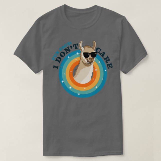 Fun Fact I Dont Care Funny Sassy Llama Alpaca Sarc T-Shirt (Design Front)