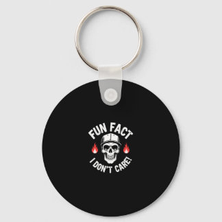 Fun Fact I Don't Care Funny Skeleton Saying (1) Keychain