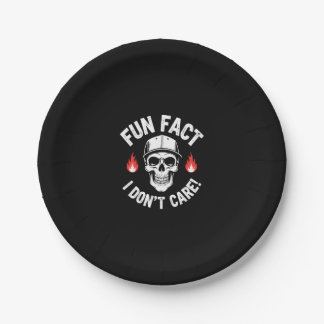 Fun Fact I Don't Care Funny Skeleton Saying (1) Paper Plates